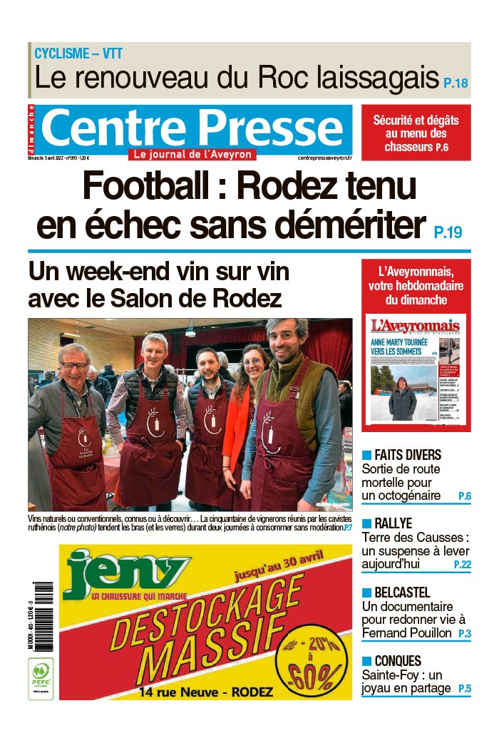 Centre Presse Aveyron N°20220403 du 03 avril 2022 à télécharger sur iPad