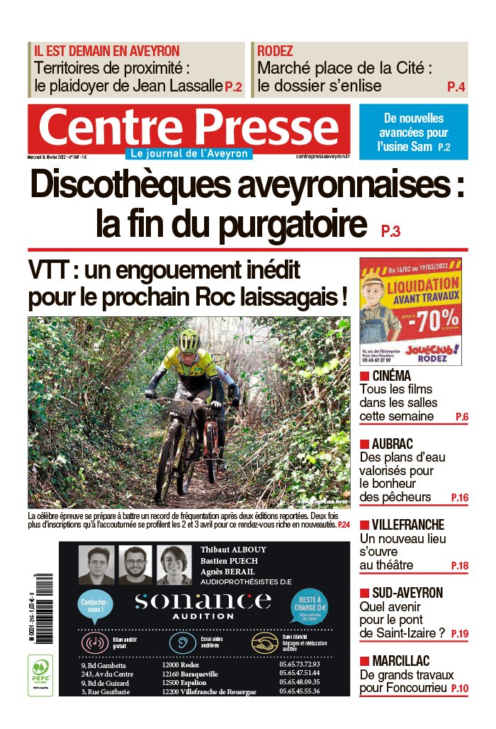 Centre Presse Aveyron N°20220216 Du 16 Février 2022 à Télécharger Sur Ipad