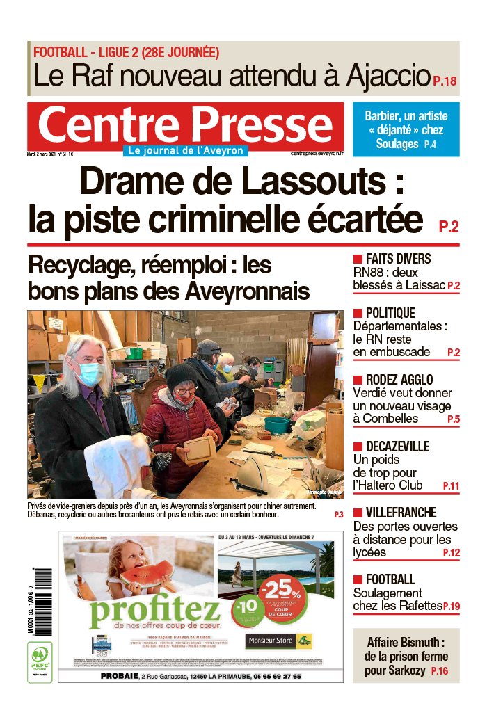 Centre Presse Aveyron N°20210302 du 02 mars 2021 à télécharger sur iPad