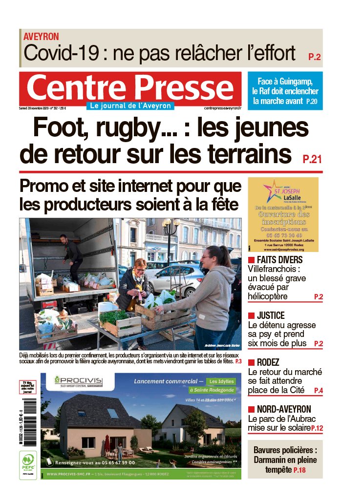 Centre Presse Aveyron 28 novembre 2020 Centre Presse Aveyron du 28 novembre 2020