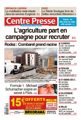 Centre Presse Aveyron N°20190911 du 11 septembre 2019 à télécharger sur iPad