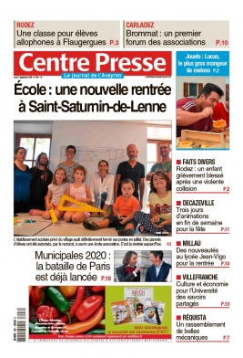 Centre Presse Aveyron N°20190902 du 02 septembre 2019 à télécharger sur iPad
