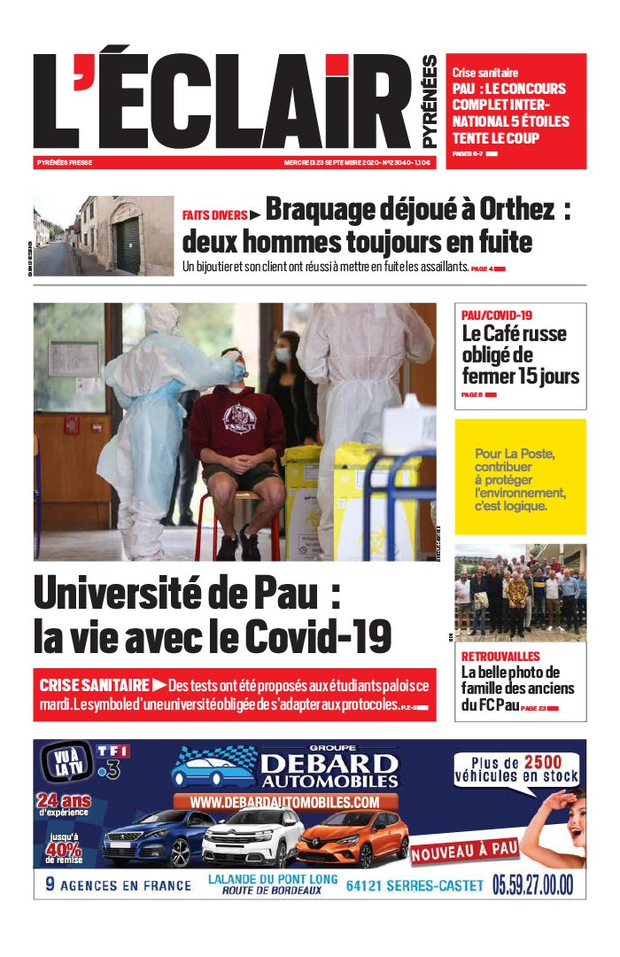 L'Éclair des Pyrénées 23 septembre 2020 Abonnement L'Éclair des Pyrénées Pas Cher avec le BOUQUET ePresse.fr