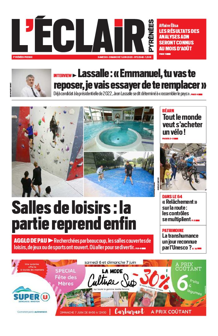 L'Éclair des Pyrénées 06 juin 2020 Abonnement L'Éclair des Pyrénées Pas Cher avec le BOUQUET ePresse.fr