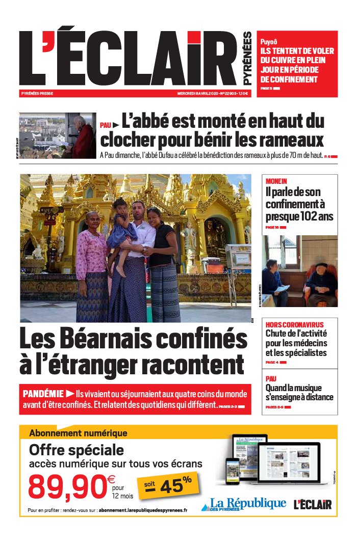 L'Éclair des Pyrénées 08 avril 2020 Abonnement L'Éclair des Pyrénées Pas Cher avec le BOUQUET ePresse.fr