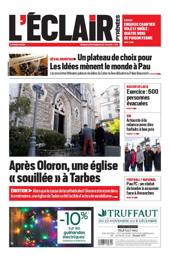 L'Éclair des Pyrénées 22 novembre 2019 Abonnement L'Éclair des Pyrénées Pas Cher avec le BOUQUET ePresse.fr