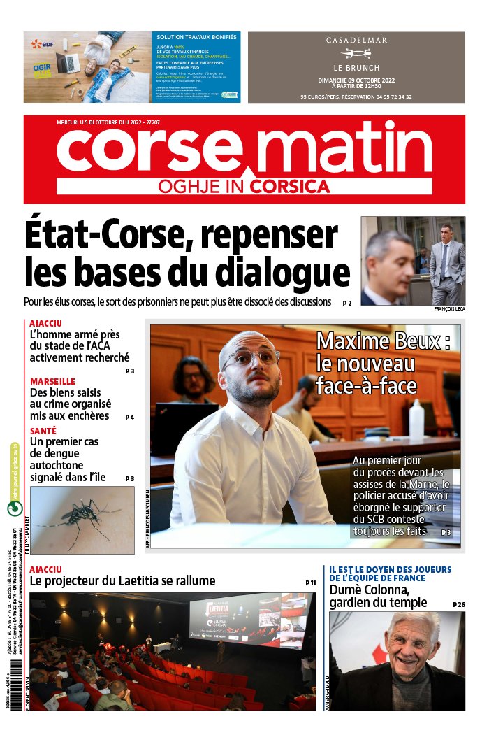 Corse Matin N°27207 du 05 octobre 2022 à télécharger sur iPad