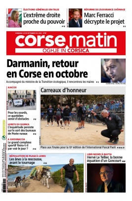 Corse Matin 25 septembre 2022