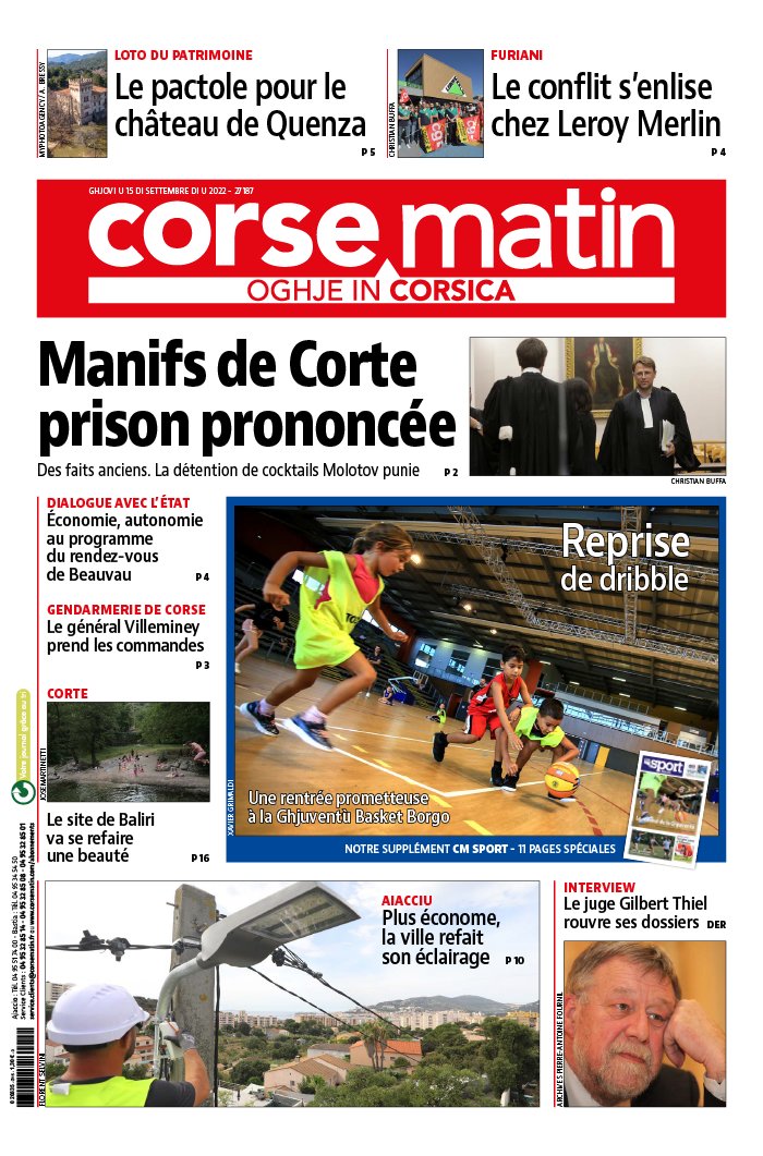 Corse Matin N°27187 du 15 septembre 2022 à télécharger sur iPad