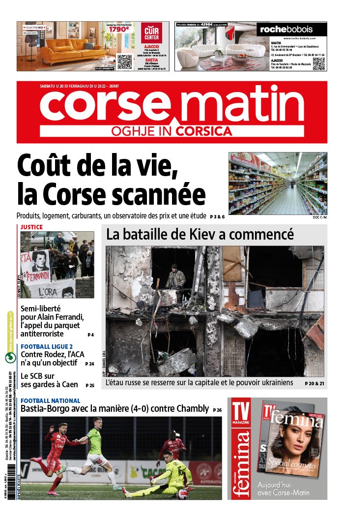 Corse Matin N°26987 du 26 février 2022 à télécharger sur iPad