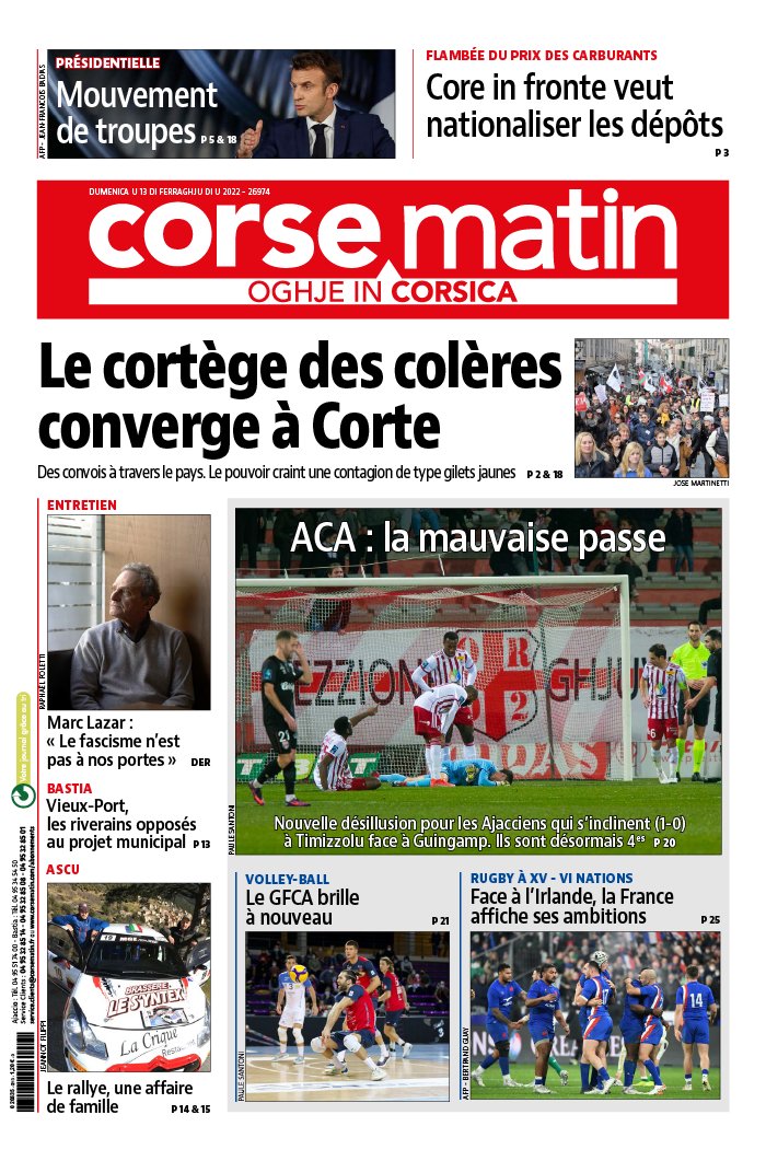 Corse Matin N°26974 du 13 février 2022 à télécharger sur iPad