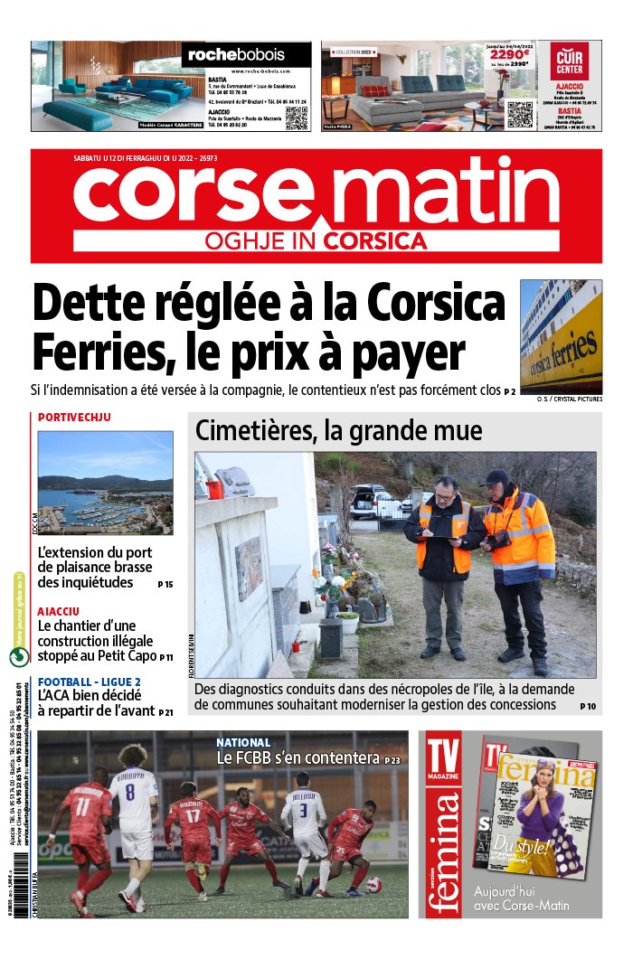 Corse Matin N°26973 du 12 février 2022 à télécharger sur iPad