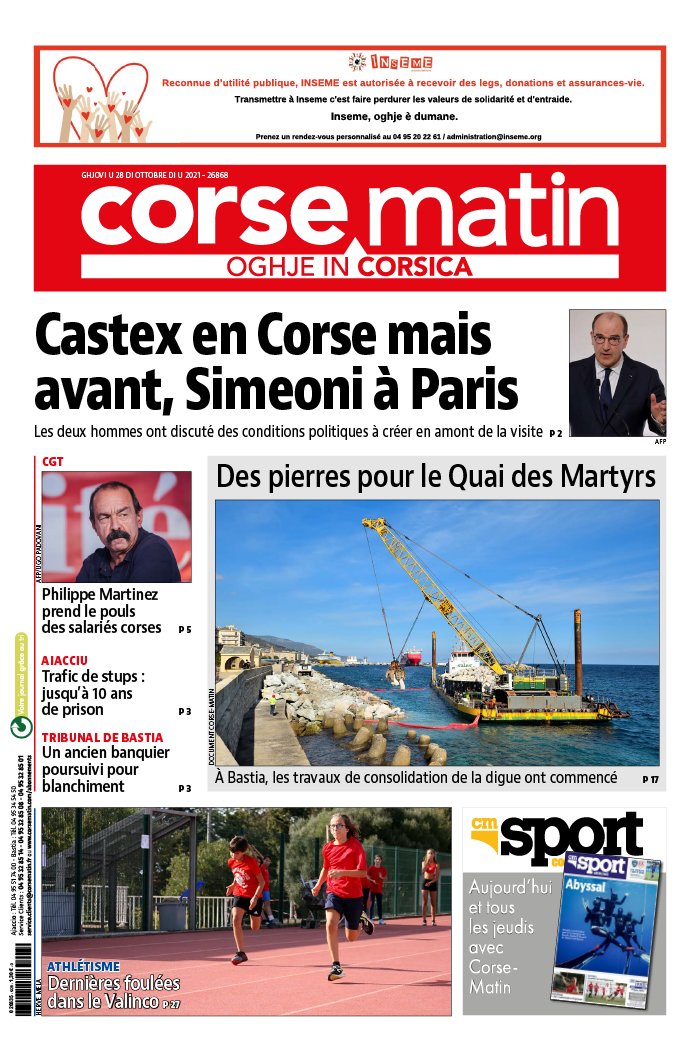 Corse Matin N°26868 du 28 octobre 2021 à télécharger sur iPad