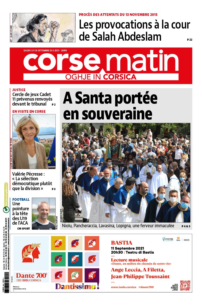 Corse Matin N°26819 du 09 septembre 2021 à télécharger sur iPad