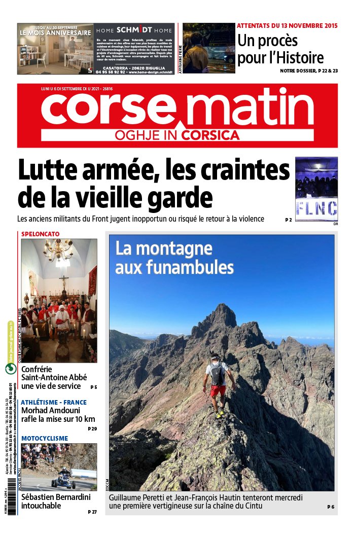 Corse Matin N°26816 du 06 septembre 2021 à télécharger sur iPad