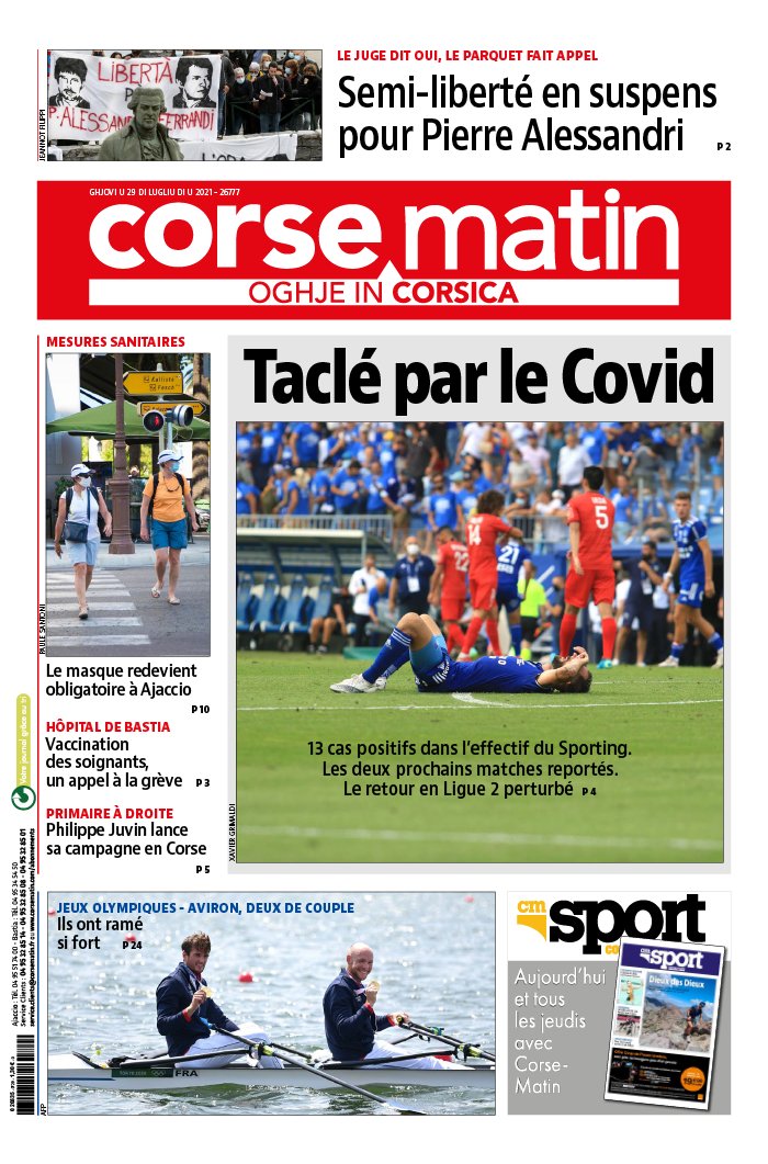 Corse Matin N°26777 du 29 juillet 2021 à télécharger sur iPad