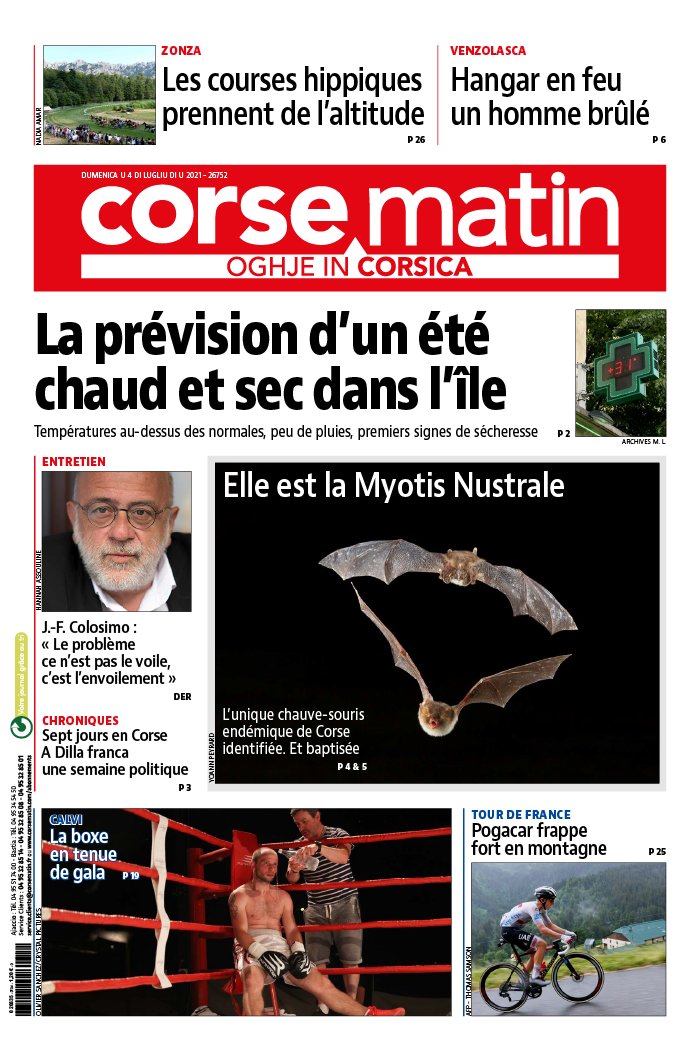 Corse Matin N°26752 du 04 juillet 2021 à télécharger sur iPad