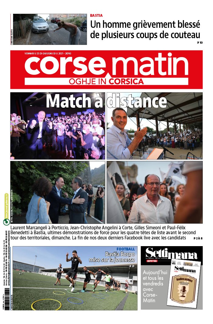 Corse Matin N°26743 du 25 juin 2021 à télécharger sur iPad