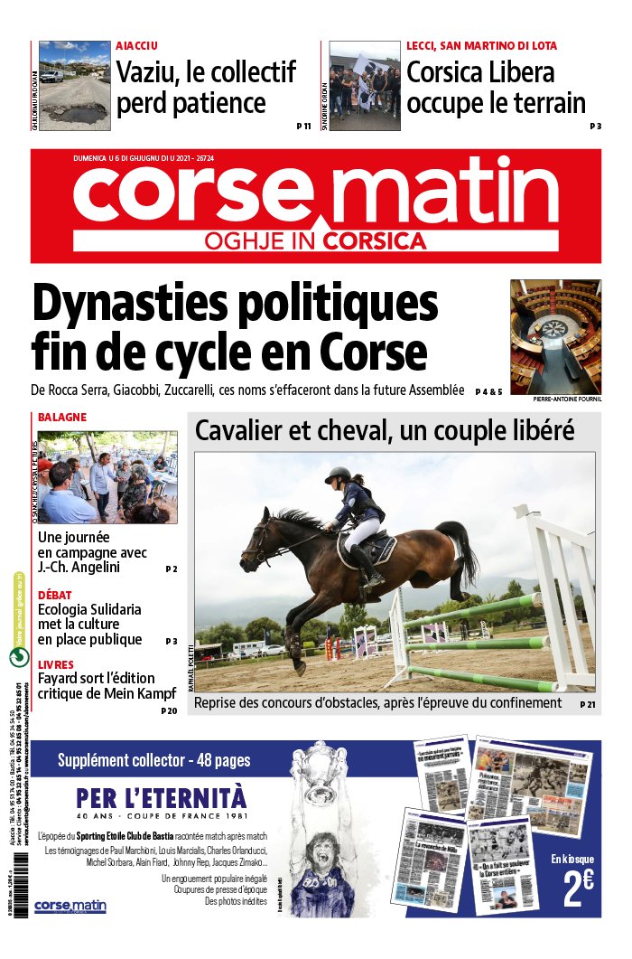 Corse Matin N°26724 du 06 juin 2021 à télécharger sur iPad