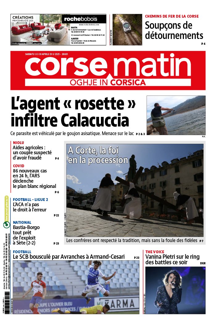 Corse Matin N°26661 du 03 avril 2021 à télécharger sur iPad