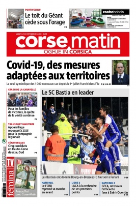 Corse Matin N°26458 du 12 septembre 2020 à télécharger sur iPad
