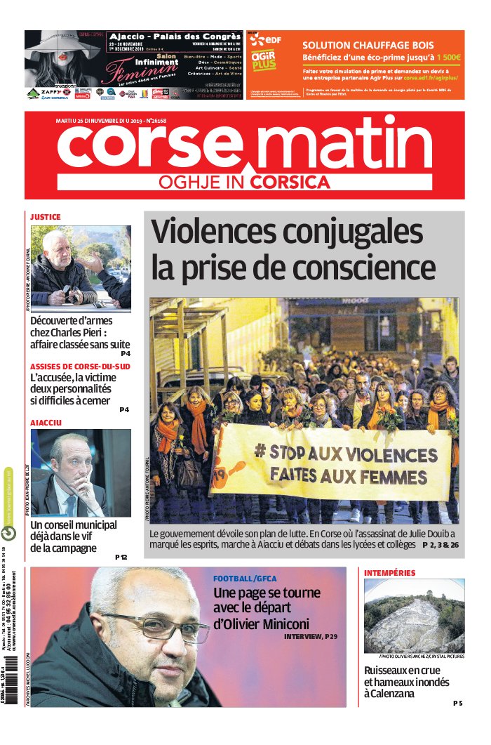 Corse Matin N°26168 du 26 novembre 2019 à télécharger sur iPad