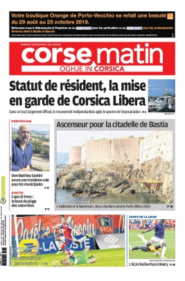 Corse Matin N°26078 du 28 août 2019 à télécharger sur iPad