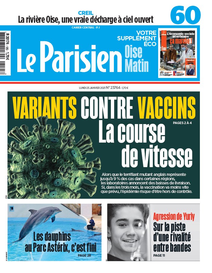 Le Parisien 25 janvier 2021 Le Parisien N°20210125 du 25 janvier 2021 à télécharger sur iPad