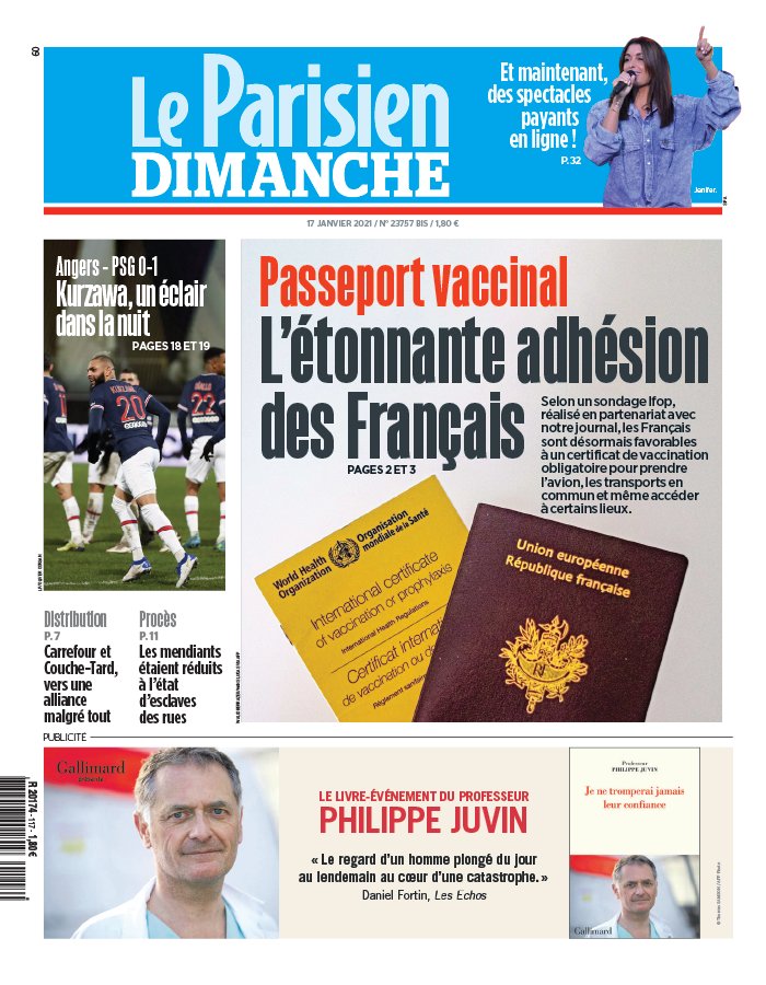 Le Parisien 17 janvier 2021 Le Parisien N°20210117 du 17 janvier 2021 à télécharger sur iPad