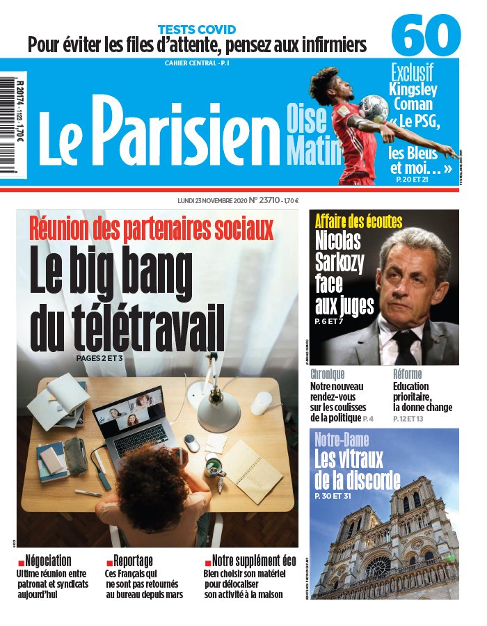 Le Parisien 23 novembre 2020 Le Parisien N°20201123 du 23 novembre 2020 à télécharger sur iPad