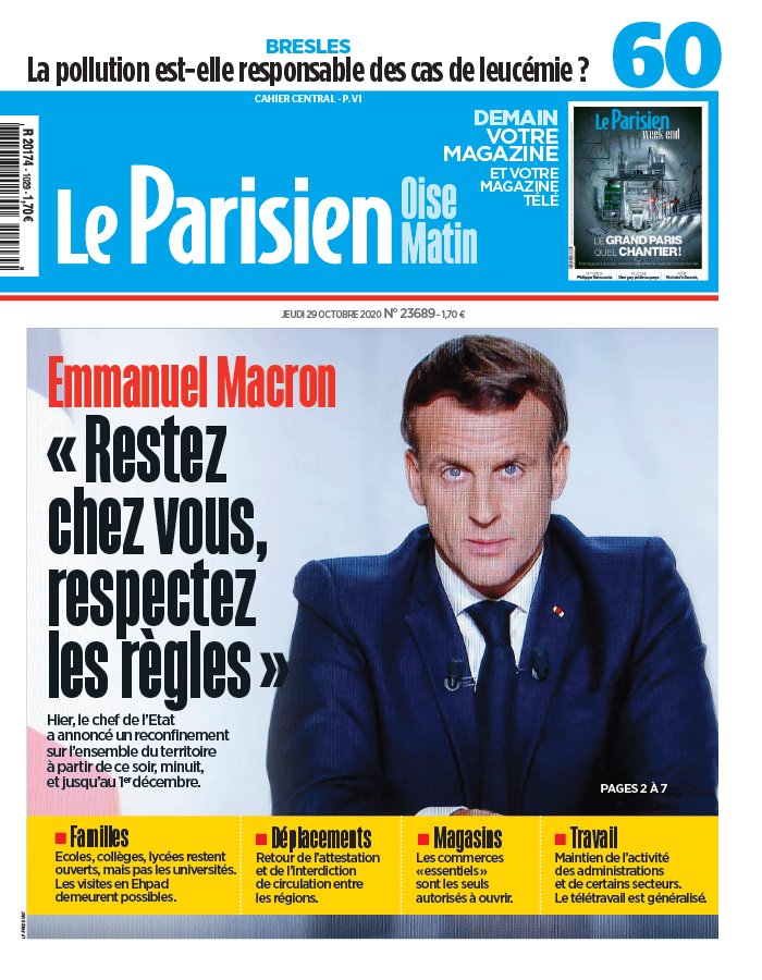 Le Parisien 29 octobre 2020 Le Parisien N°20201029 du 29 octobre 2020 à télécharger sur iPad