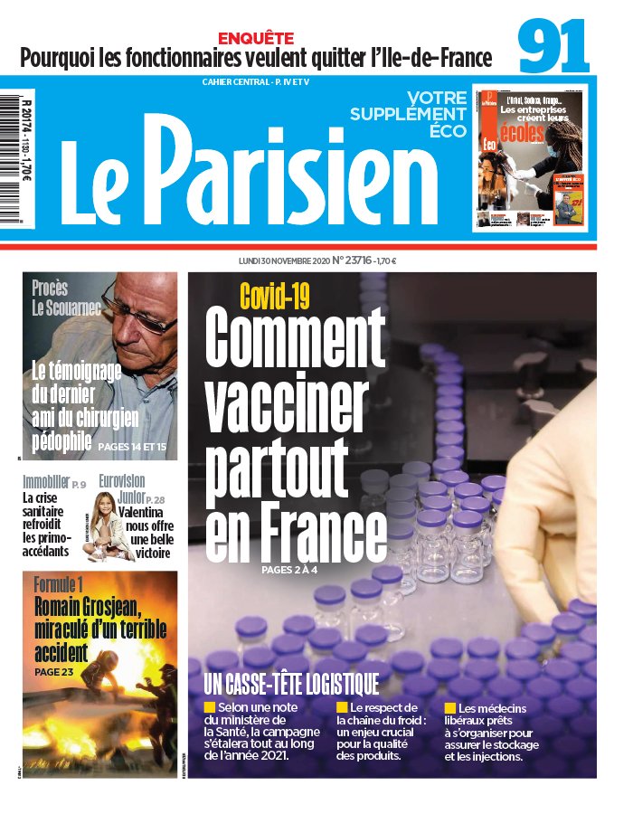 Le Parisien 30 novembre 2020 Le Parisien N°20201130 du 30 novembre 2020 à télécharger sur iPad
