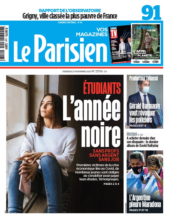 Le Parisien 27 novembre 2020 Le Parisien N°20201127 du 27 novembre 2020 à télécharger sur iPad