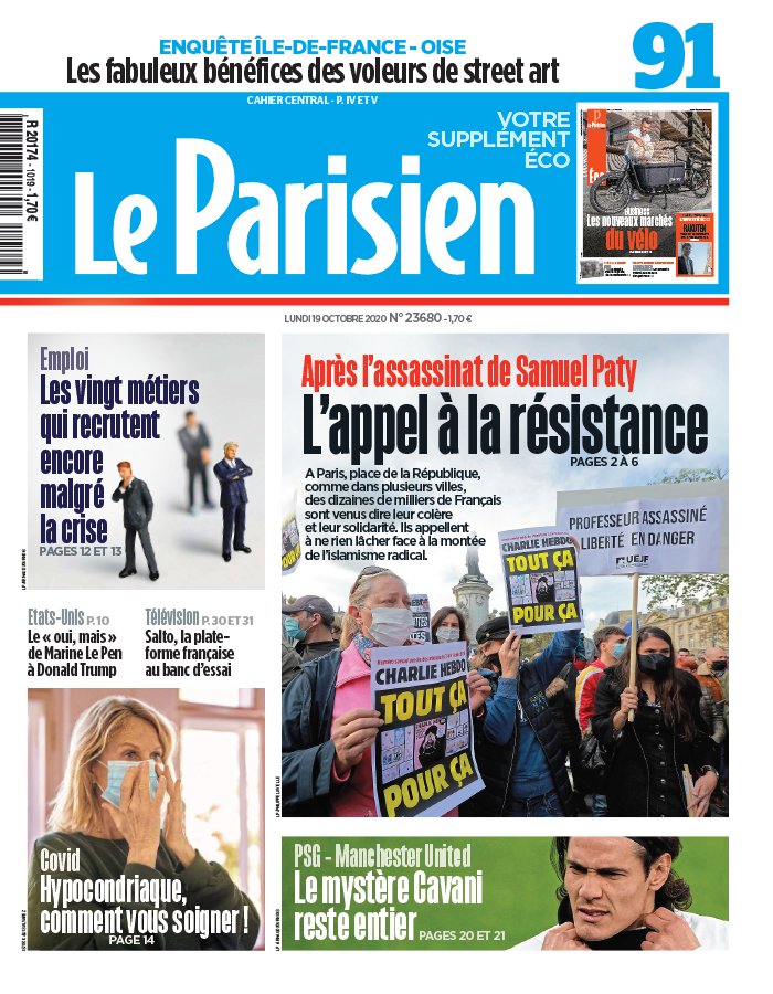 Le Parisien 19 octobre 2020 Le Parisien N°20201019 du 19 octobre 2020 à télécharger sur iPad