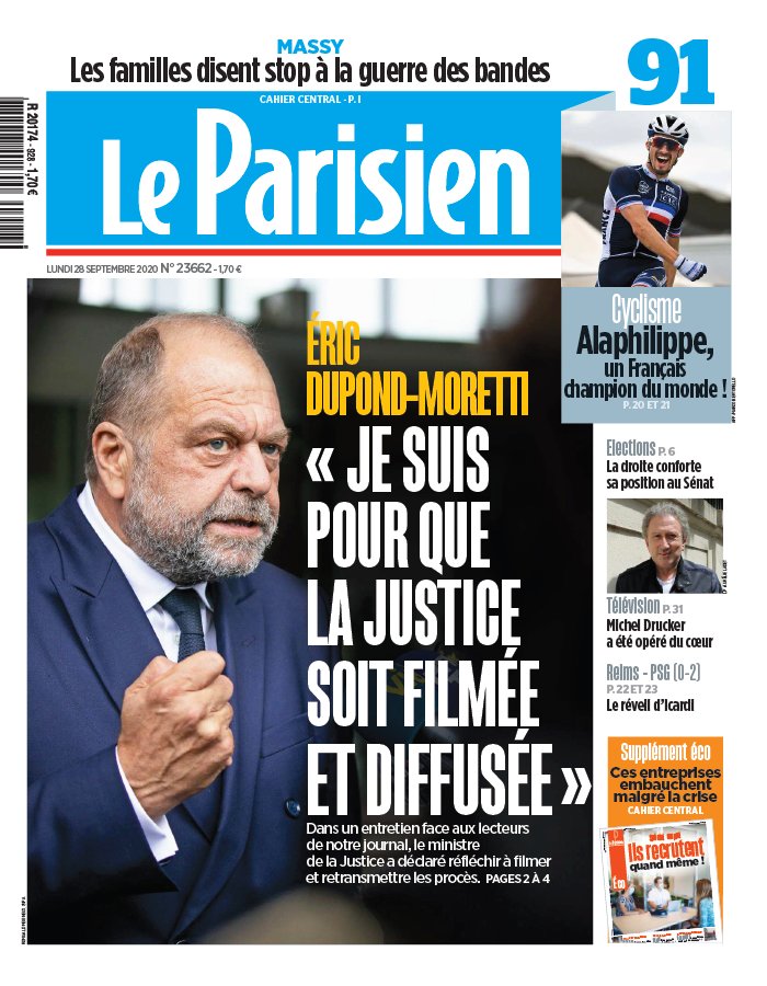 Le Parisien 28 septembre 2020 Le Parisien N°20200928 du 28 septembre 2020 à télécharger sur iPad