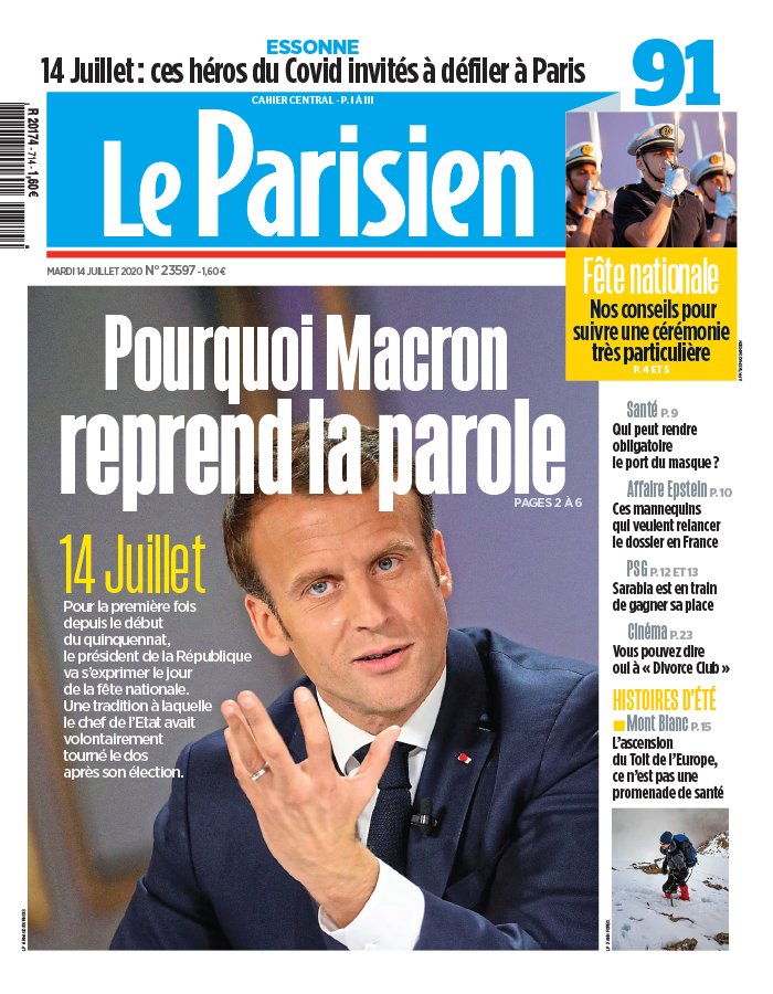 Le Parisien 14 juillet 2020 Le Parisien N°20200714 du 14 juillet 2020 à télécharger sur iPad