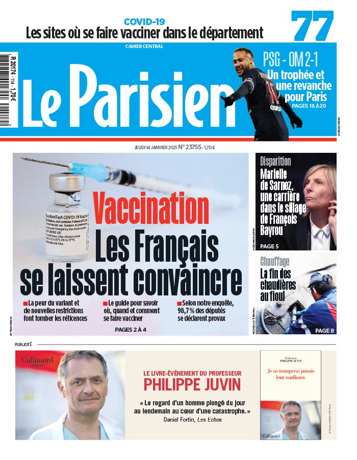Le Parisien 14 janvier 2021 Le Parisien N°20210114 du 14 janvier 2021 à télécharger sur iPad