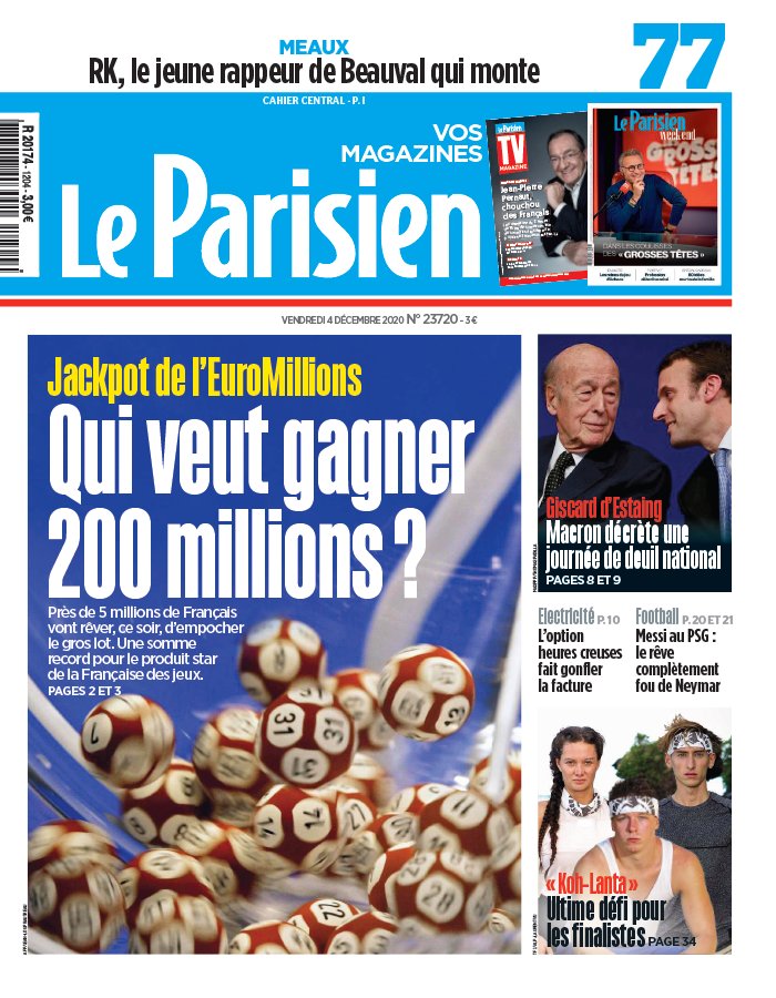 Le Parisien 04 décembre 2020 Le Parisien N°20201204 du 04 décembre 2020 à télécharger sur iPad