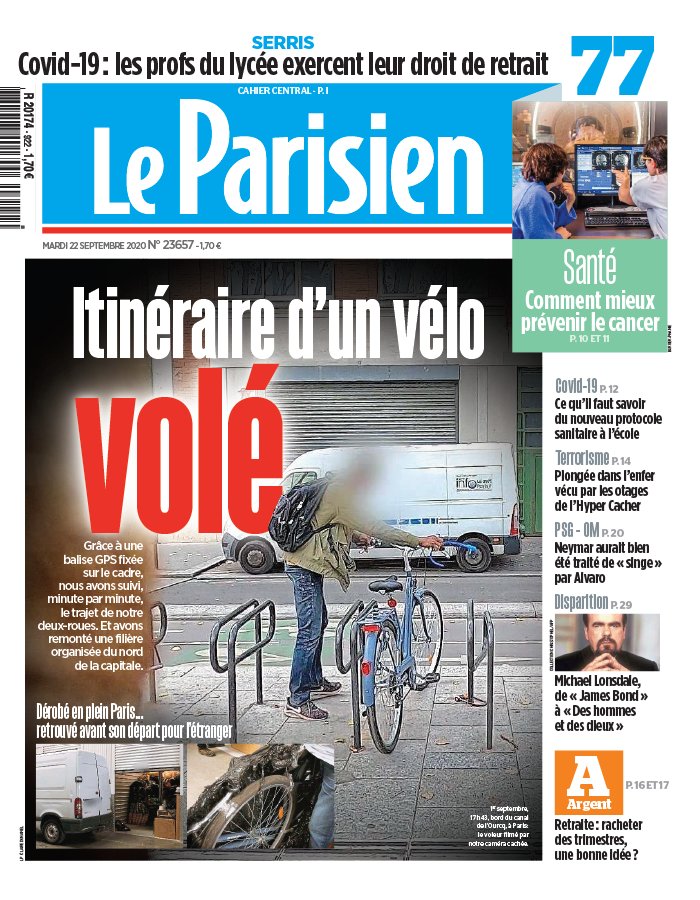 Le Parisien 22 septembre 2020 Le Parisien N°20200922 du 22 septembre 2020 à télécharger sur iPad