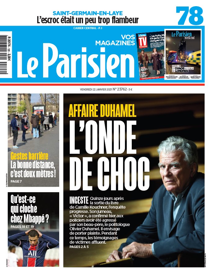 Le Parisien 22 janvier 2021 Le Parisien N°20210122 du 22 janvier 2021 à télécharger sur iPad