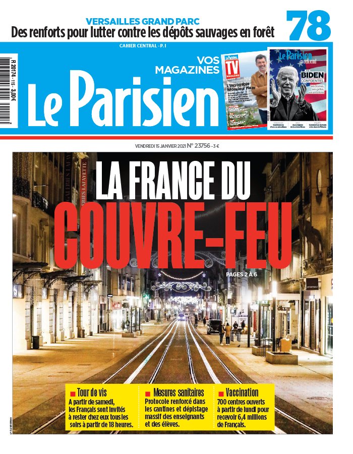 Le Parisien 15 janvier 2021 Le Parisien N°20210115 du 15 janvier 2021 à télécharger sur iPad