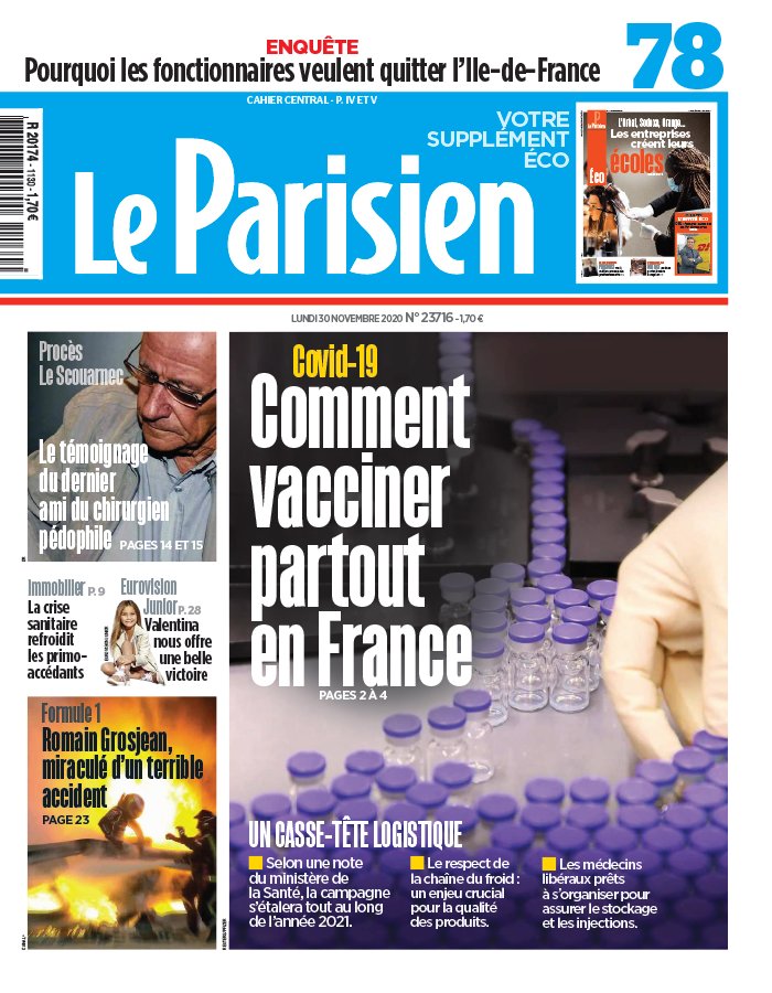 Le Parisien 30 novembre 2020 Le Parisien N°20201130 du 30 novembre 2020 à télécharger sur iPad
