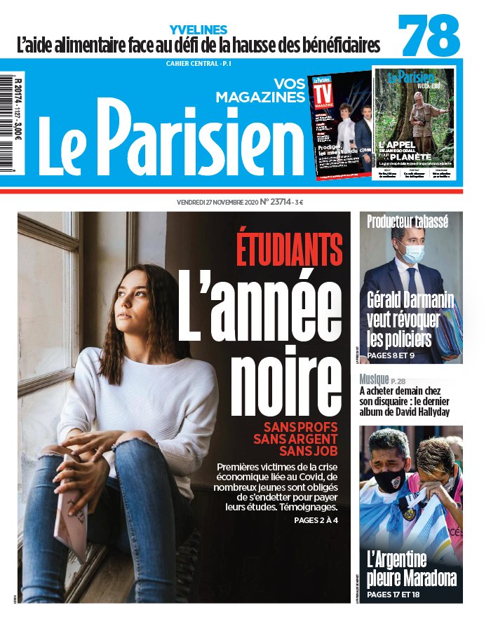 Le Parisien 27 novembre 2020 Le Parisien N°20201127 du 27 novembre 2020 à télécharger sur iPad