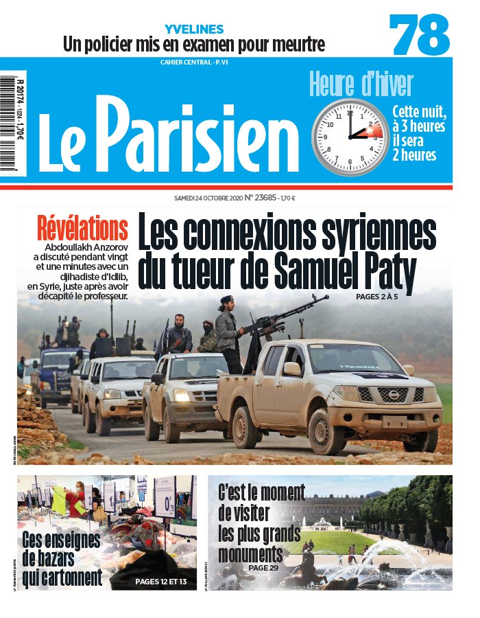 Le Parisien 24 octobre 2020 Le Parisien N°20201024 du 24 octobre 2020 à télécharger sur iPad