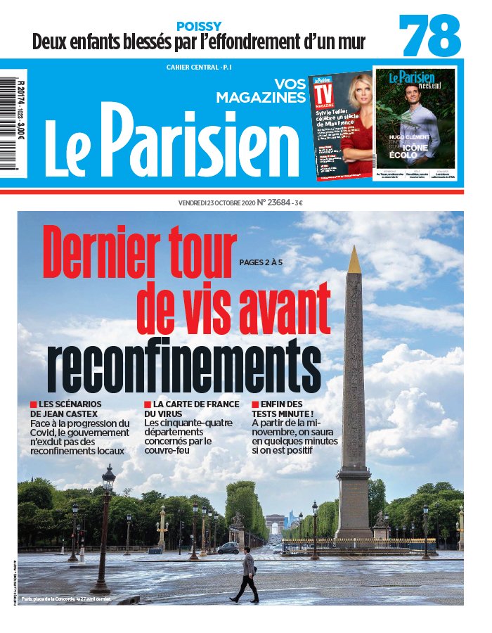 Le Parisien 23 octobre 2020 Le Parisien N°20201023 du 23 octobre 2020 à télécharger sur iPad
