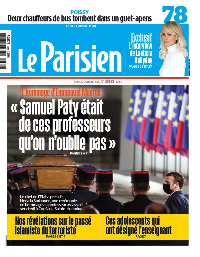 Le Parisien 22 octobre 2020 Le Parisien N°20201022 du 22 octobre 2020 à télécharger sur iPad