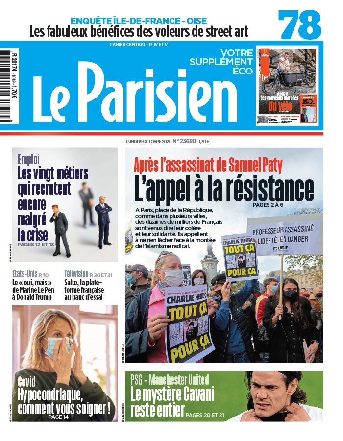 Le Parisien 19 octobre 2020 Le Parisien N°20201019 du 19 octobre 2020 à télécharger sur iPad