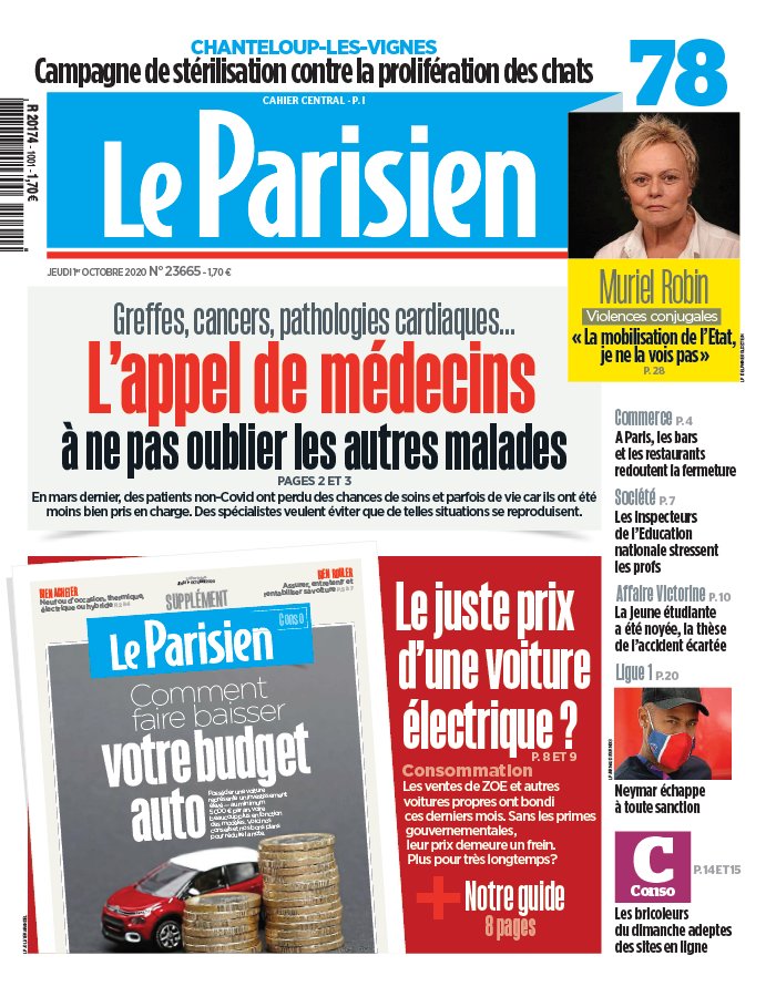 Le Parisien 01 octobre 2020 Le Parisien N°20201001 du 01 octobre 2020 à télécharger sur iPad
