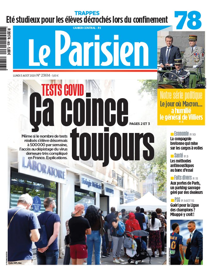 Le Parisien 03 août 2020 Le Parisien N°20200803 du 03 août 2020 à télécharger sur iPad