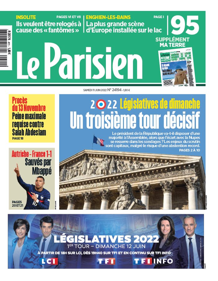 Le Parisien N°20220611 du 11 juin 2022 à télécharger sur iPad